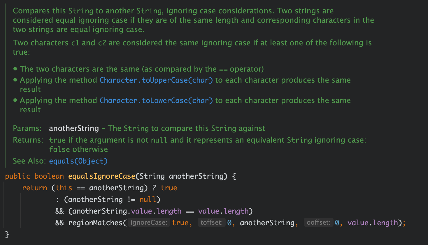 JDK源码-String-equalsIgnoreCase()